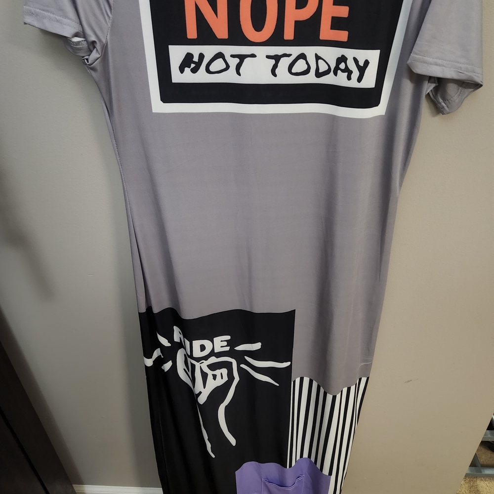 Gray and Black Graphic Dress